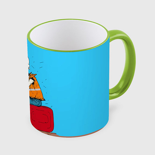 Кружка цветная Скелет-геодезист / 3D-Светло-зеленый кант – фото 1