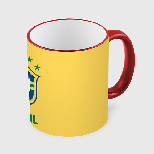 Кружка цветная Brazil Team / 3D-Красный кант – фото 1