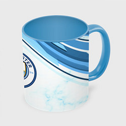 Кружка 3D Manchester city, цвет: 3D-белый + небесно-голубой