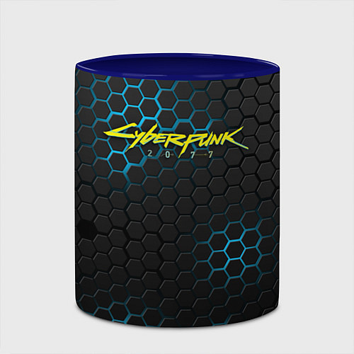 Кружка цветная Cyberpunk 2077: Blue Carbon / 3D-Белый + синий – фото 2