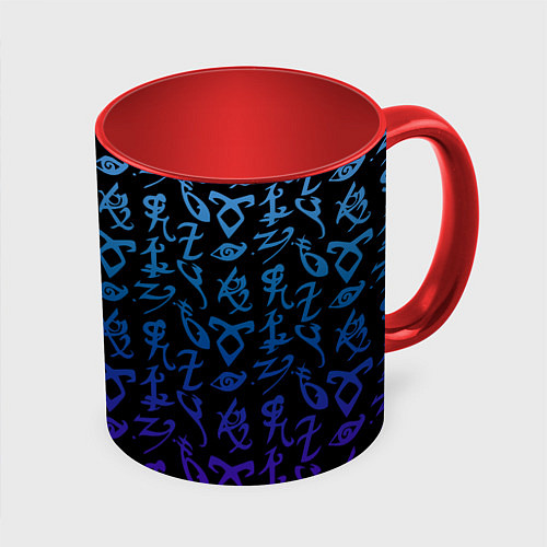 Кружка цветная Blue Runes / 3D-Белый + красный – фото 1