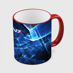 Кружка 3D Mass Effect: Blue Armor N7, цвет: 3D-красный кант