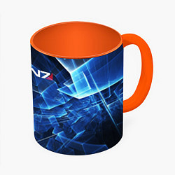 Кружка 3D Mass Effect: Blue Armor N7, цвет: 3D-белый + оранжевый