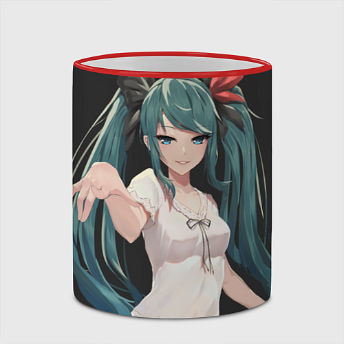 Кружка цветная Hatsune Miku / 3D-Красный кант – фото 2