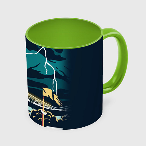 Кружка цветная Ronaldo lightning / 3D-Белый + светло-зеленый – фото 1