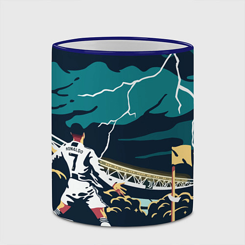 Кружка цветная Ronaldo lightning / 3D-Синий кант – фото 2