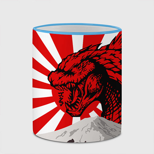 Кружка цветная Japanese Godzilla / 3D-Небесно-голубой кант – фото 2