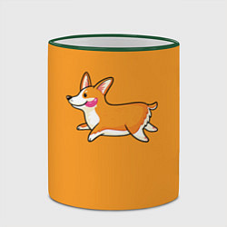 Кружка 3D Бегущий корги, цвет: 3D-зеленый кант — фото 2