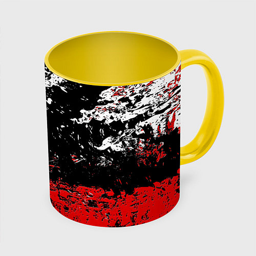 Кружка цветная Брызги красок / 3D-Белый + желтый – фото 1