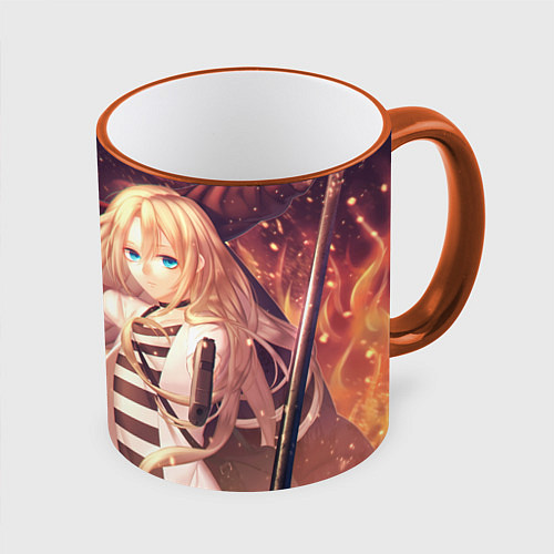 Кружка цветная Satsuriku no Tenshi / 3D-Оранжевый кант – фото 1