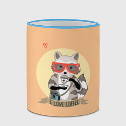 Кружка 3D Raccoon Love Coffee, цвет: 3D-небесно-голубой кант — фото 2