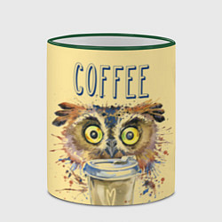 Кружка 3D Owls like coffee, цвет: 3D-зеленый кант — фото 2