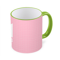 Кружка 3D BTS: Pink Grid, цвет: 3D-светло-зеленый кант