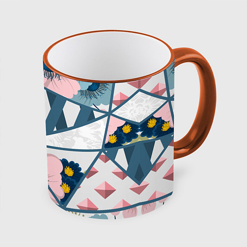 Кружка цветная Нежная геометрия / 3D-Оранжевый кант – фото 1