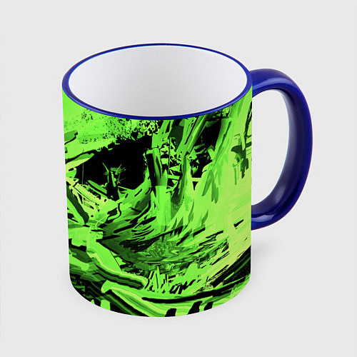 Кружка цветная Cyberpunk 2077: Green Breaks / 3D-Синий кант – фото 1