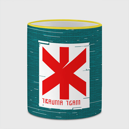 Кружка цветная Cyberpunk: Trauma Team / 3D-Желтый кант – фото 2