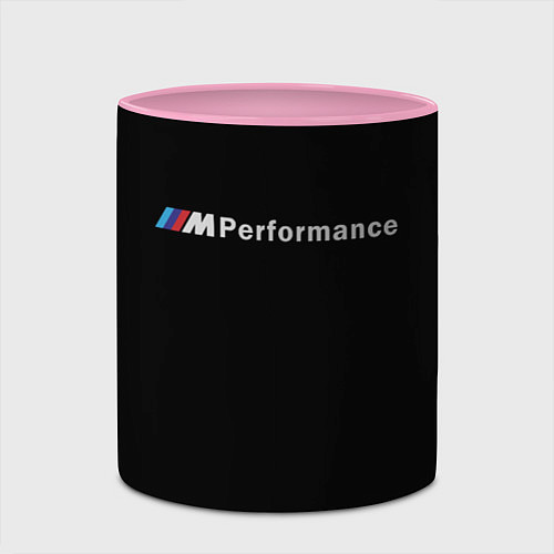 Кружка цветная BMW PERFORMANCE ЧЁРНЫЙ БМВ / 3D-Белый + розовый – фото 2