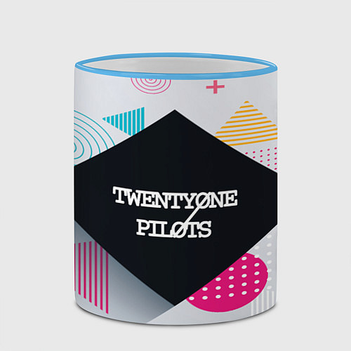 Кружка цветная Twenty One Pilots: Geometry / 3D-Небесно-голубой кант – фото 2