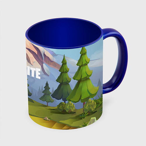 Кружка цветная Fortnite: Forest View / 3D-Белый + синий – фото 1