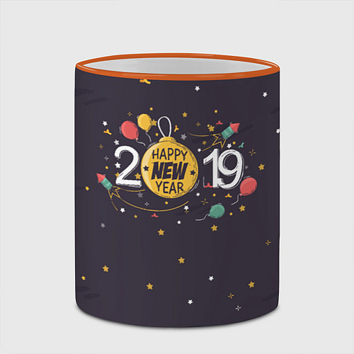 Кружка цветная 2019 New Year / 3D-Оранжевый кант – фото 2