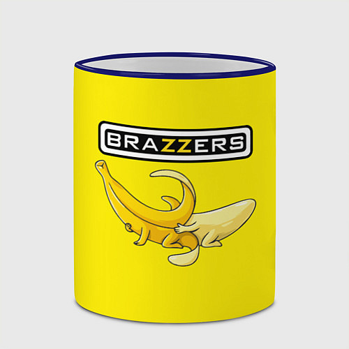 Кружка цветная Brazzers: Yellow Banana / 3D-Синий кант – фото 2