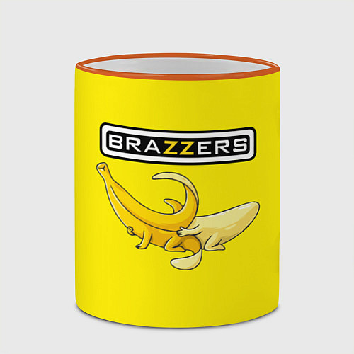 Кружка цветная Brazzers: Yellow Banana / 3D-Оранжевый кант – фото 2