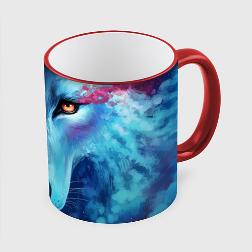 Кружка цветная Волчий взгляд / 3D-Красный кант – фото 1