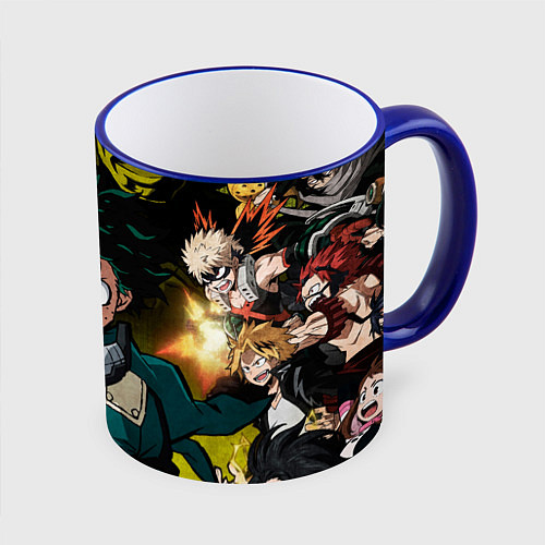Кружка цветная Моя геройская академия 1 / 3D-Синий кант – фото 1