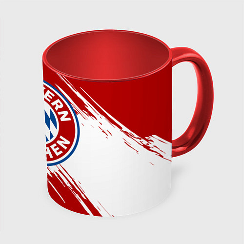 Кружка цветная ФК Бавария / 3D-Белый + красный – фото 1