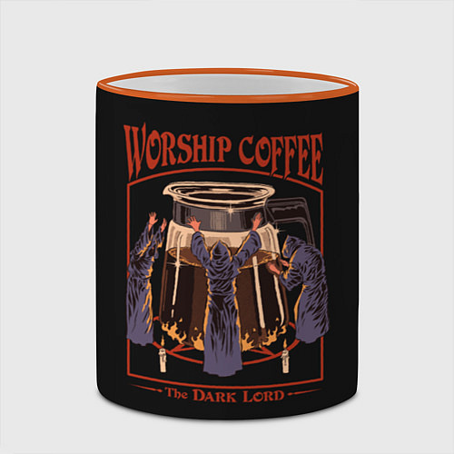 Кружка цветная Worship Coffee / 3D-Оранжевый кант – фото 2