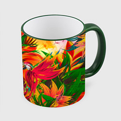 Кружка 3D Яркие тропики, цвет: 3D-зеленый кант