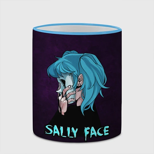 Кружка цветная Sally Face / 3D-Небесно-голубой кант – фото 2