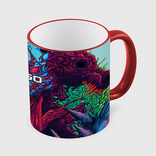 Кружка цветная CS:GO Hyper Beast / 3D-Красный кант – фото 1