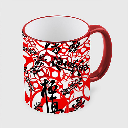 Кружка цветная Каратэ киокушинкай - эмблемы / 3D-Красный кант – фото 1