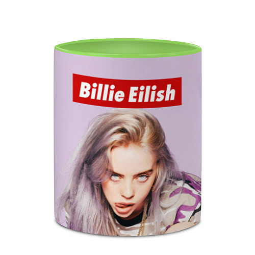 Кружка цветная Billie Eilish: Bored / 3D-Белый + светло-зеленый – фото 2