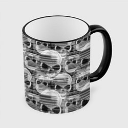 Кружка 3D Серые черепа - растр, цвет: 3D-черный кант