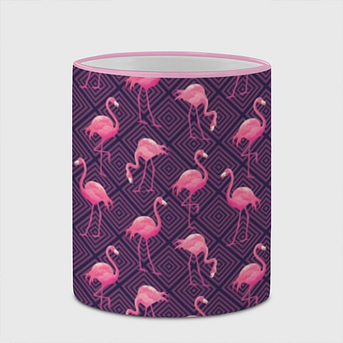 Кружка цветная Фиолетовые фламинго / 3D-Розовый кант – фото 2