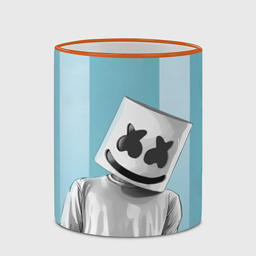 Кружка цветная Marshmello / 3D-Оранжевый кант – фото 2