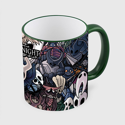 Кружка цветная Hollow Knight / 3D-Зеленый кант – фото 1
