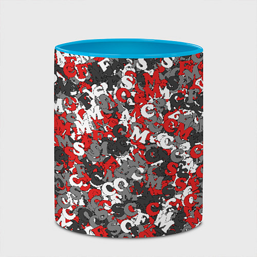 Кружка цветная Камуфляж с буквами F C S M / 3D-Белый + небесно-голубой – фото 2