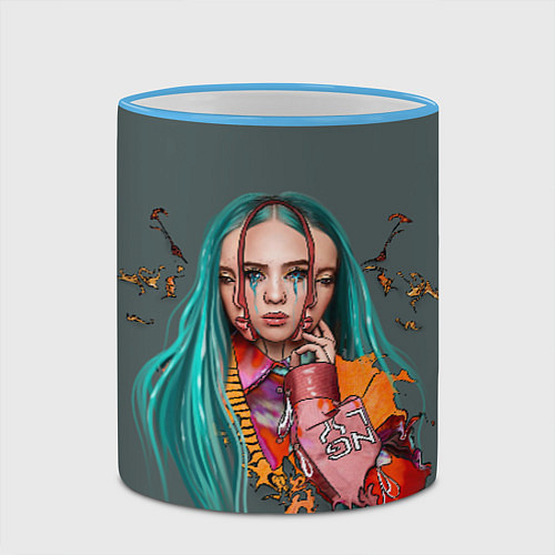 Кружка цветная BILLIE EILISH / 3D-Небесно-голубой кант – фото 2