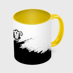 Кружка 3D ЧЁРНЫЙ КЛЕВЕР, цвет: 3D-белый + желтый