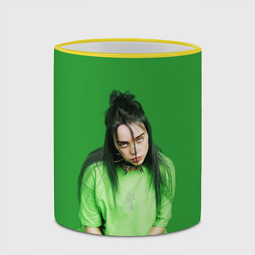 Кружка цветная BILLIE EILISH / 3D-Желтый кант – фото 2