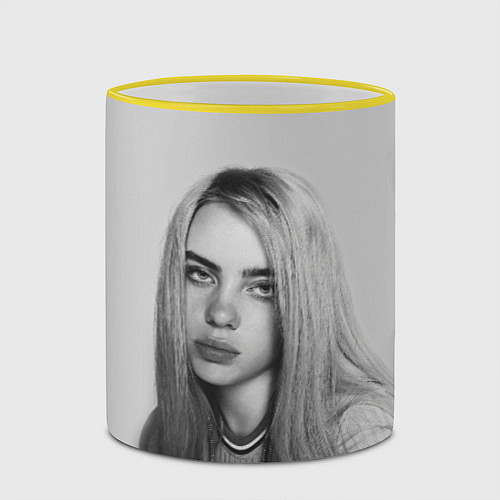 Кружка цветная BILLIE EILISH / 3D-Желтый кант – фото 2