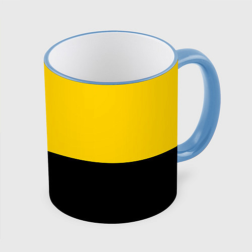 Кружка цветная BILLIE EILISH: Yellow & Black / 3D-Небесно-голубой кант – фото 1