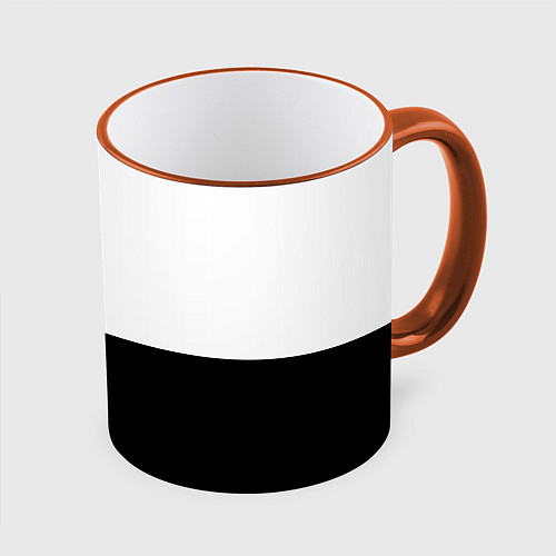 Кружка цветная BILLIE EILISH: White & Black / 3D-Оранжевый кант – фото 1