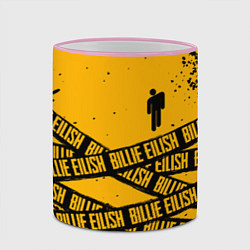 Кружка 3D BILLIE EILISH: Yellow Tape, цвет: 3D-розовый кант — фото 2