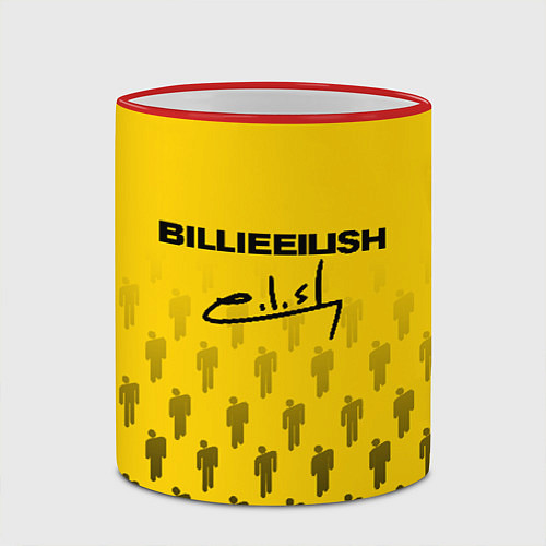 Кружка цветная Billie Eilish: Yellow Autograph / 3D-Красный кант – фото 2