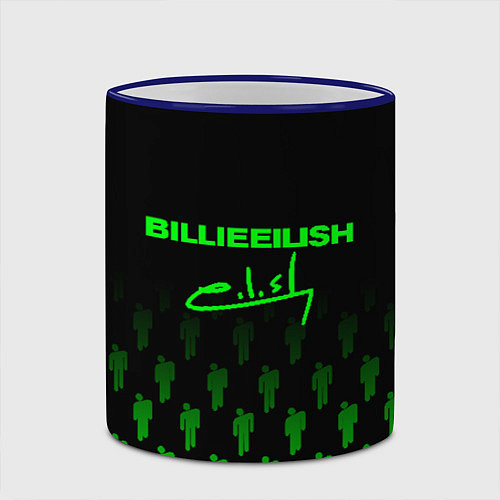 Кружка цветная Billie Eilish: Green & Black Autograph / 3D-Синий кант – фото 2