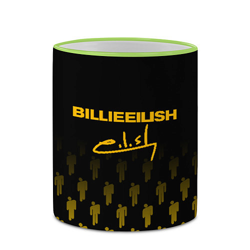 Кружка цветная Billie Eilish: Yellow & Black Autograph / 3D-Светло-зеленый кант – фото 2